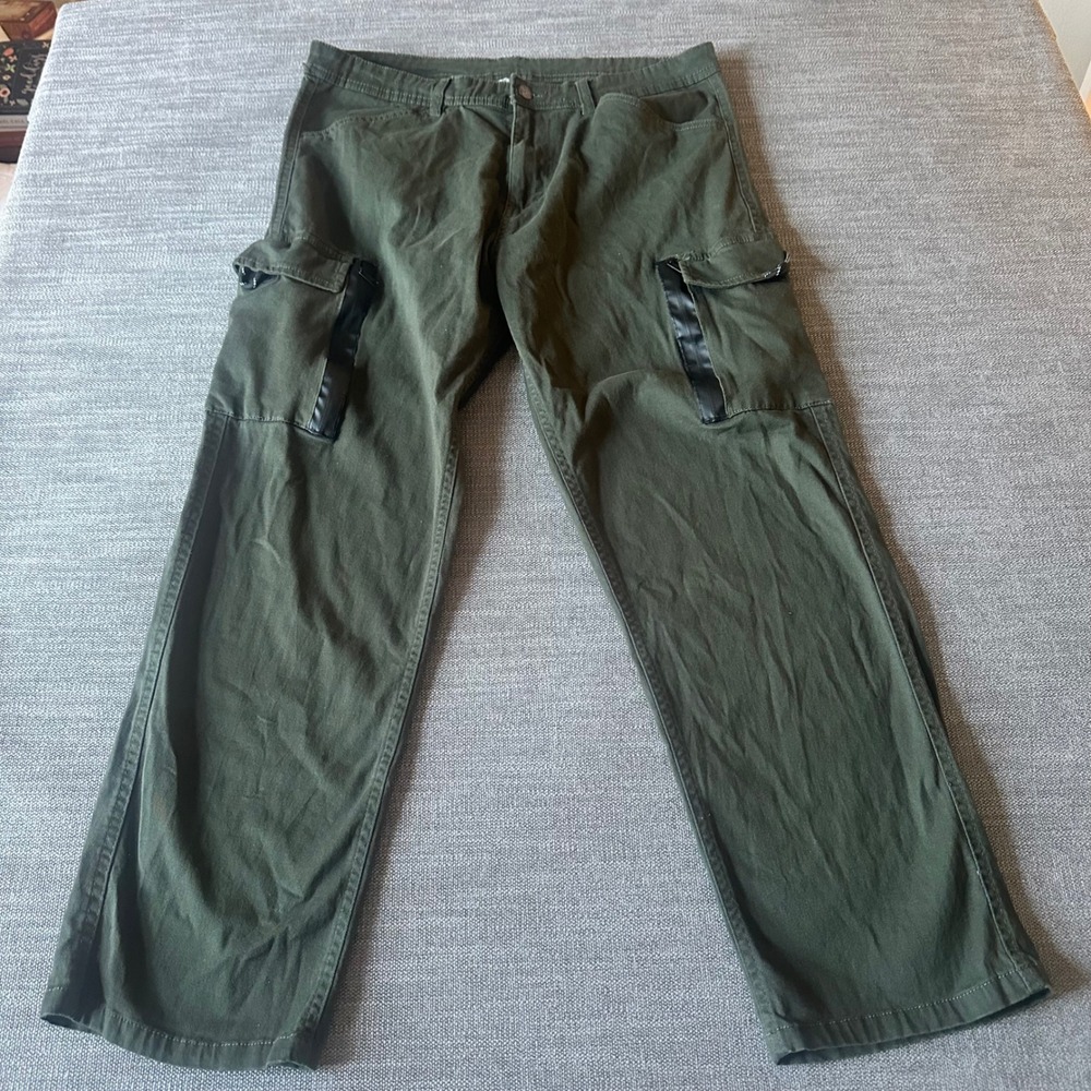 Blue Rise Cargo Pants Mens 33 Olive Green  Utility Streetwear Straight